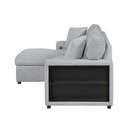 Pompano Boucle Sectional with Left Chaise, Pull-out Bed in Gray