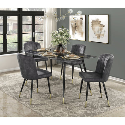 Clemente Velvet Dining Room Side Chair, set of 2 in Charcoal