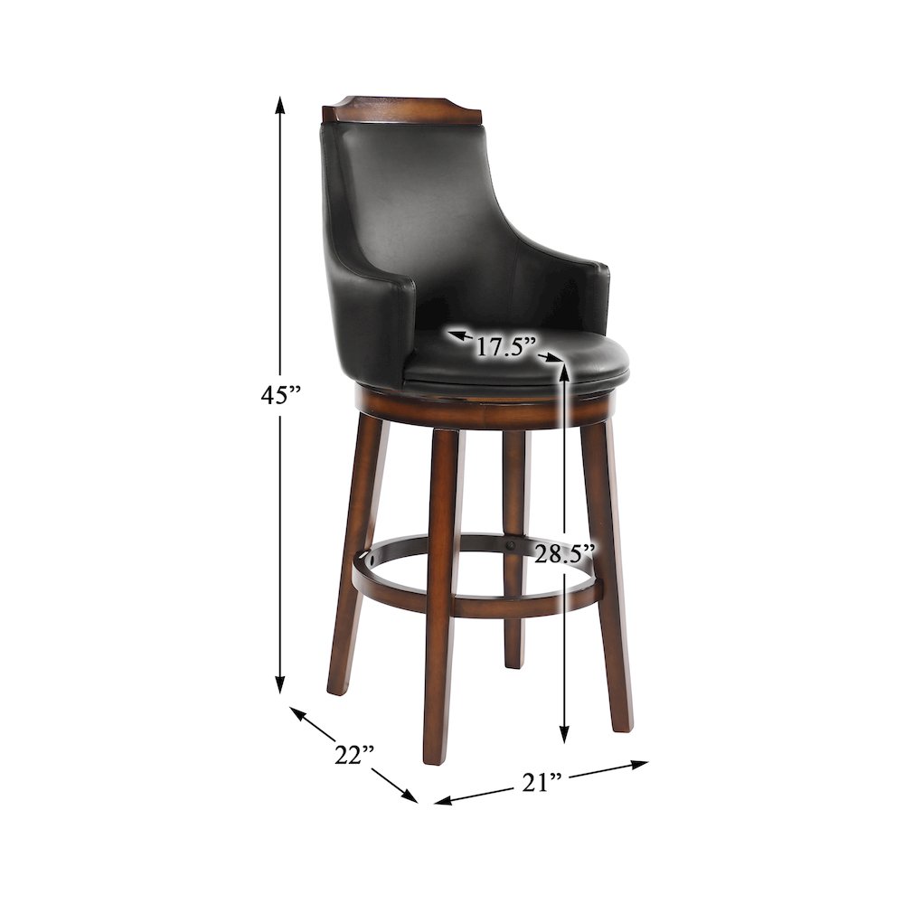 Bayshore Wood Pub Height Swivel Dining Chair, set of 2 in Brown