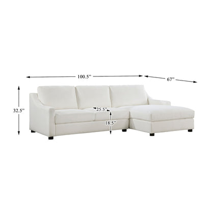 Zayden Textured 2-Piece Sectional with Right Chaise in Ivory