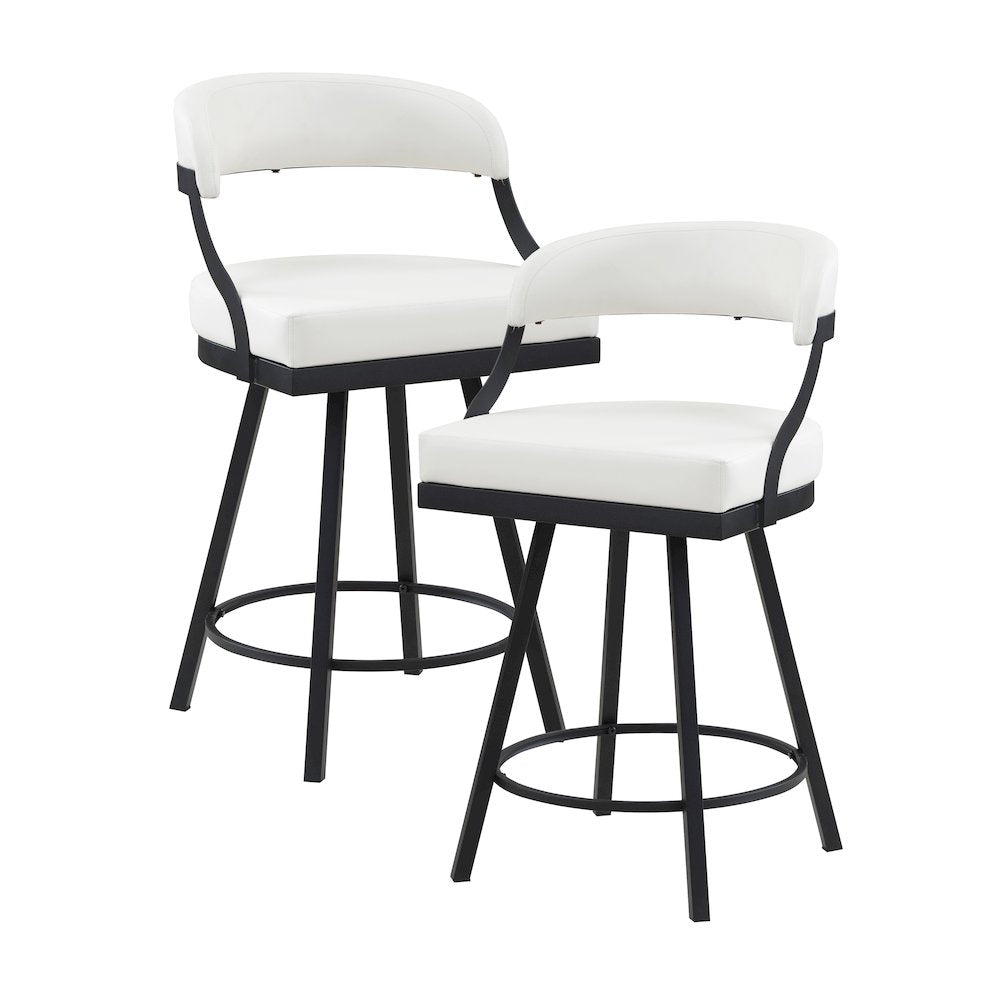 Crowley Faux leather Swivel Counter Height Chair in White