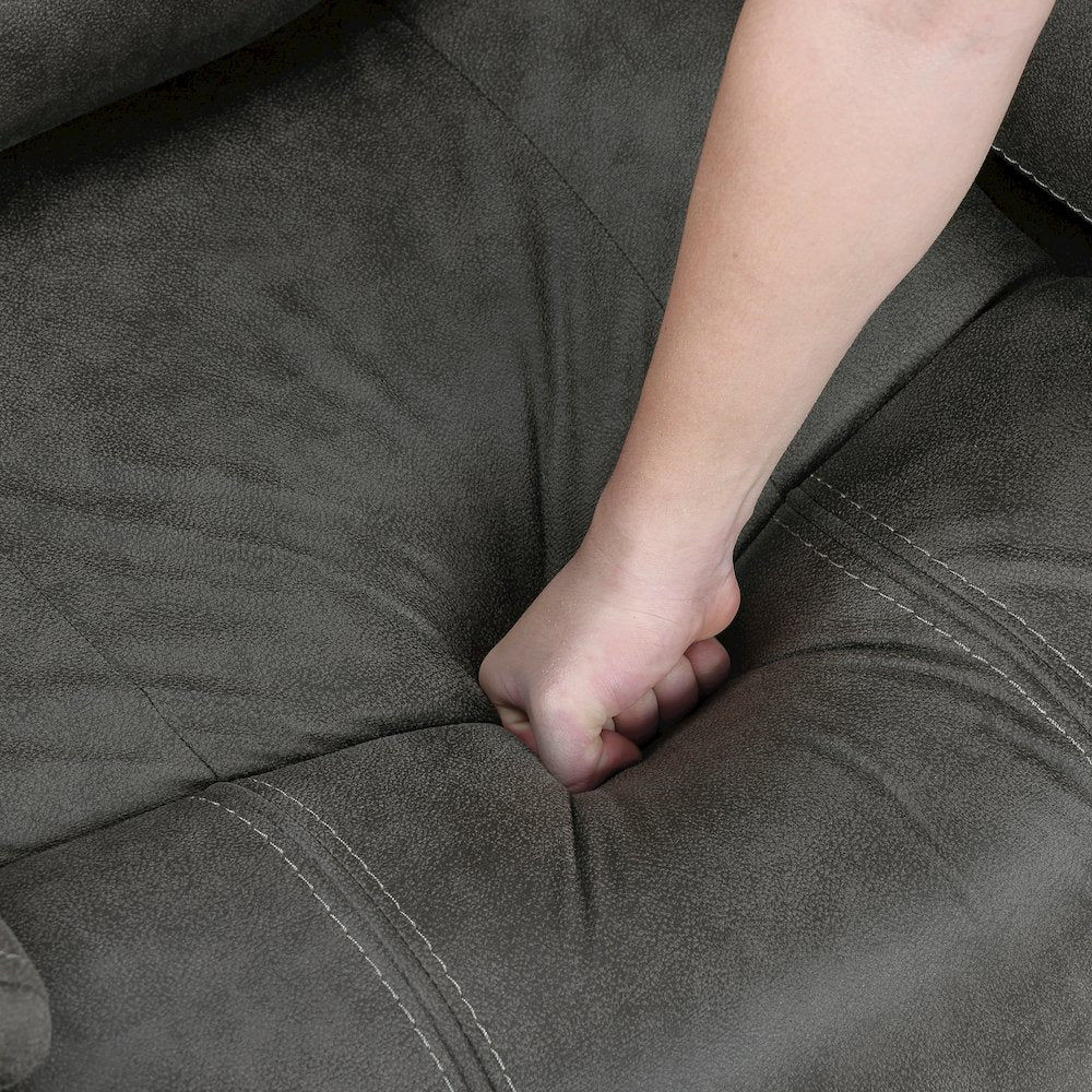 Oberon Microfiber Double Reclining Love Seat in Dark Gray