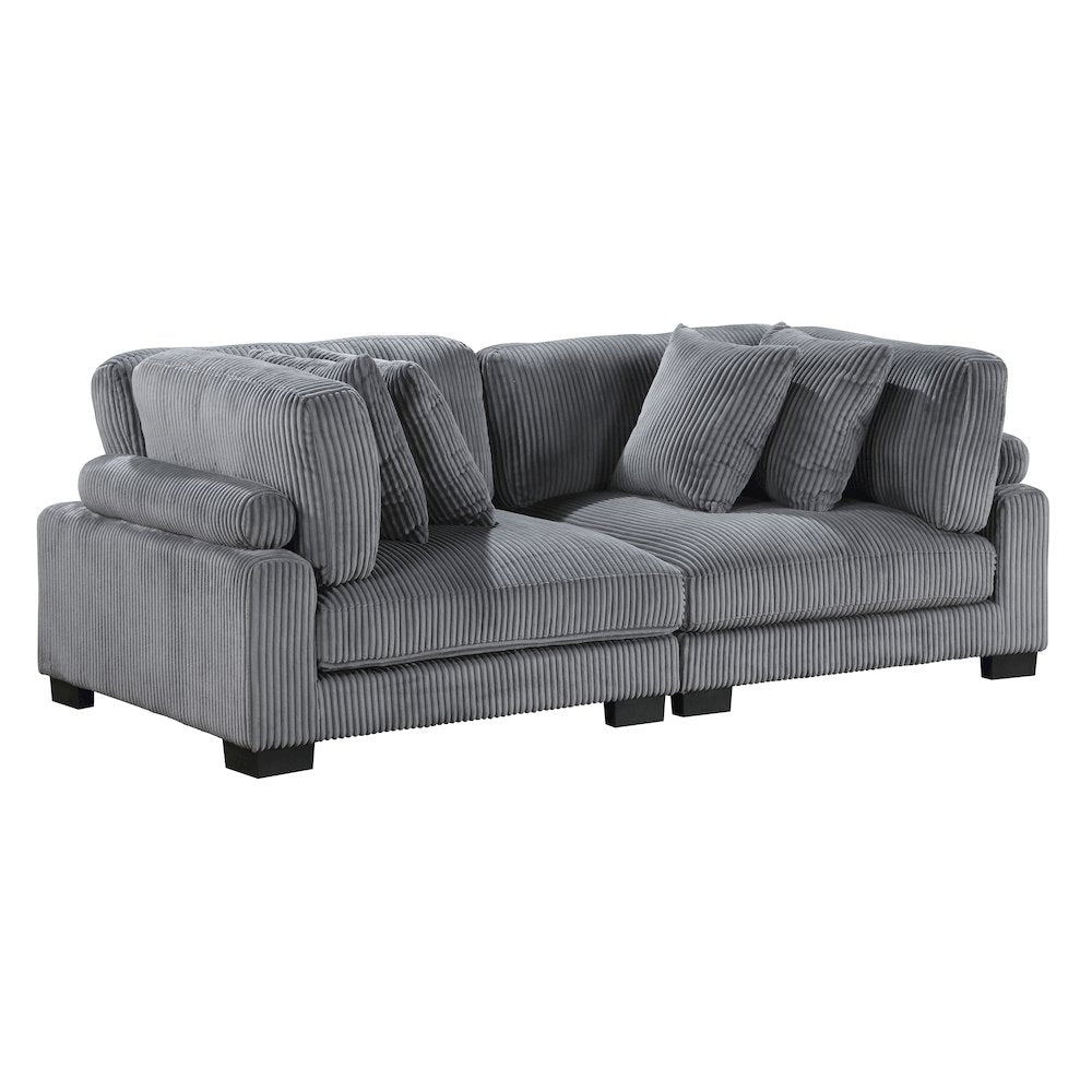 Traverse Corduroy Love Seat in Gray