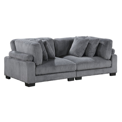 Traverse Corduroy Love Seat in Gray