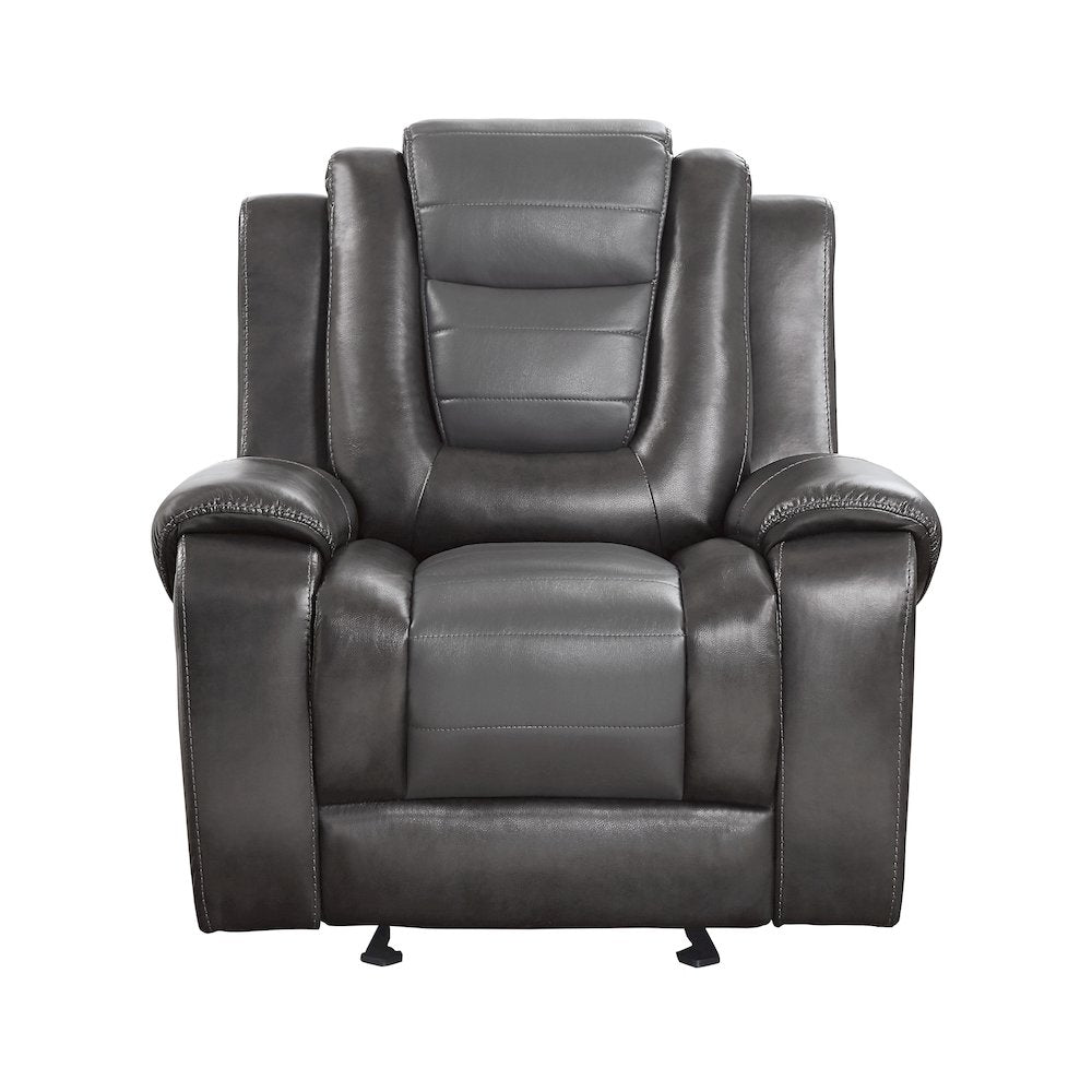 Briscoe F. Leather Gldr Rclng Chair in 2-Tone (Light Gray and Dark Gray)