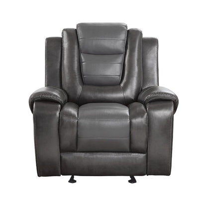 Briscoe F. Leather Gldr Rclng Chair in 2-Tone (Light Gray and Dark Gray)