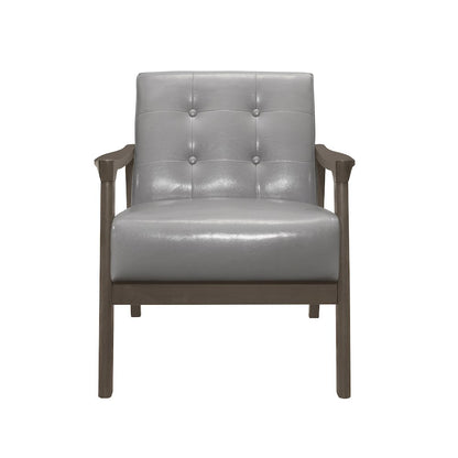 Alby Faux leather Accent Chair in Gray