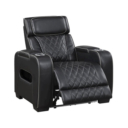 Fairway Faux Leather 3PC Power Double Reclining Sofa in Black