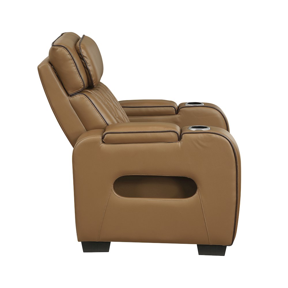 Fairway Faux Leather Power Reclining Chair with Power Headrest in Brown