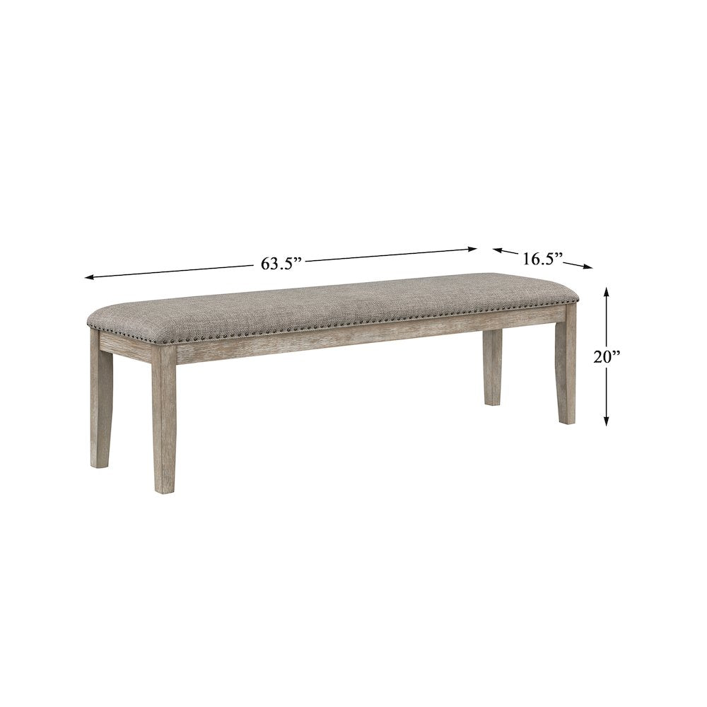 Southlake Textured Dining Room Bench in Light gray