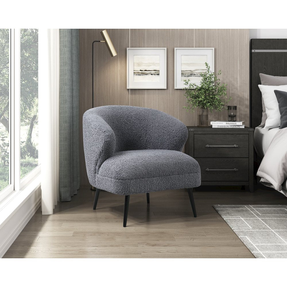 Woodway Boucle Accent Chair in Dark Gray