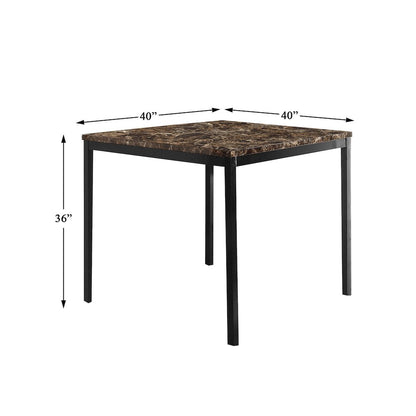 Tempe Faux Marble Top Counter Height Dining Table in Black Metal Finish