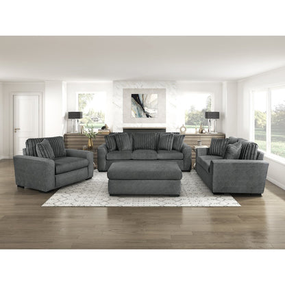 Athena Textured Ottoman in Dark Gray