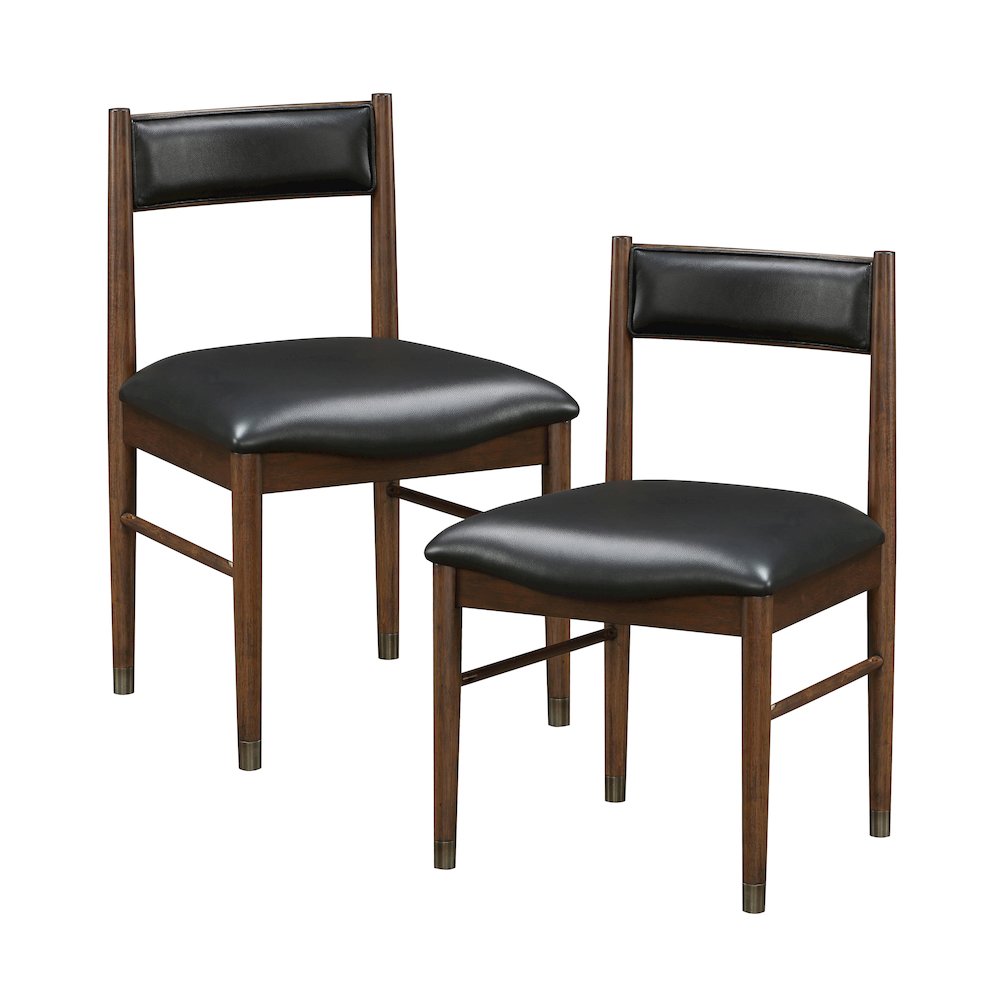 Clive Leather Dining Side Chair, Set of 2 in Black