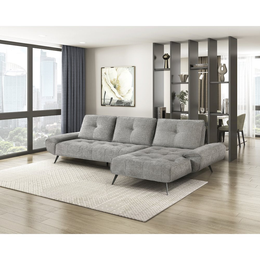 Dominic Chenille 2-Piece Sectional with Right Chaise in Dove Gray