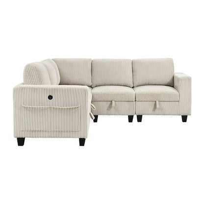 Walterboro Corduroy 5-Piece Sectional with Storage in Beige