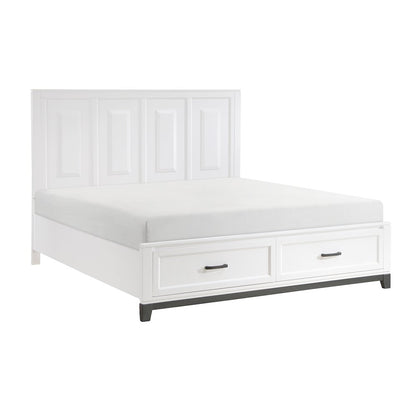 Garretson Acacia CK Pltfm Bed in 2-Tone Finish (White and Metallic Gray)