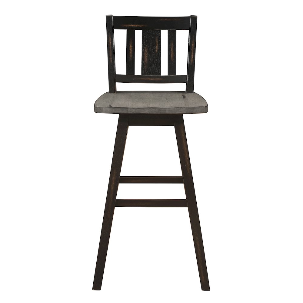 Amsonia Solid Wood Swivel Pub Height Chair, set of 2 in Gray and Black