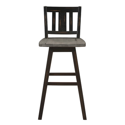 Amsonia Solid Wood Swivel Pub Height Chair, set of 2 in Gray and Black