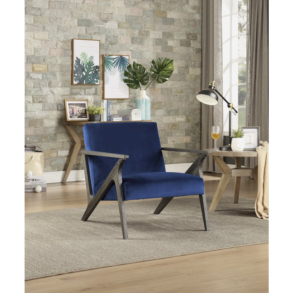 Coriana Velvet Accent Chair in Navy