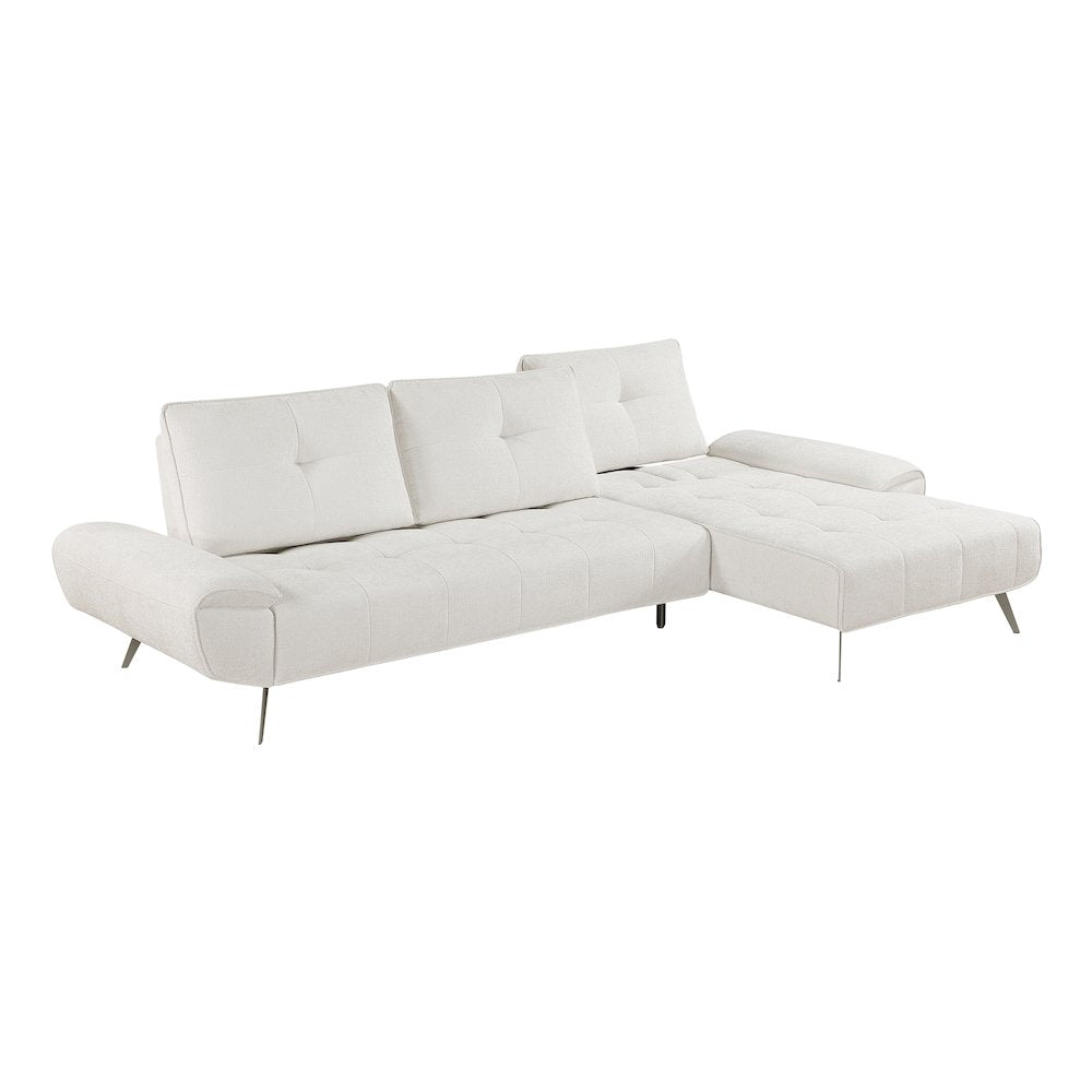 Dominic Chenille 2-Piece Sectional with Right Chaise in Beige
