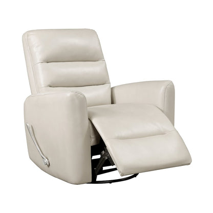 Dimitri Faux Leather Swivel Glider Reclining Chair in Beige