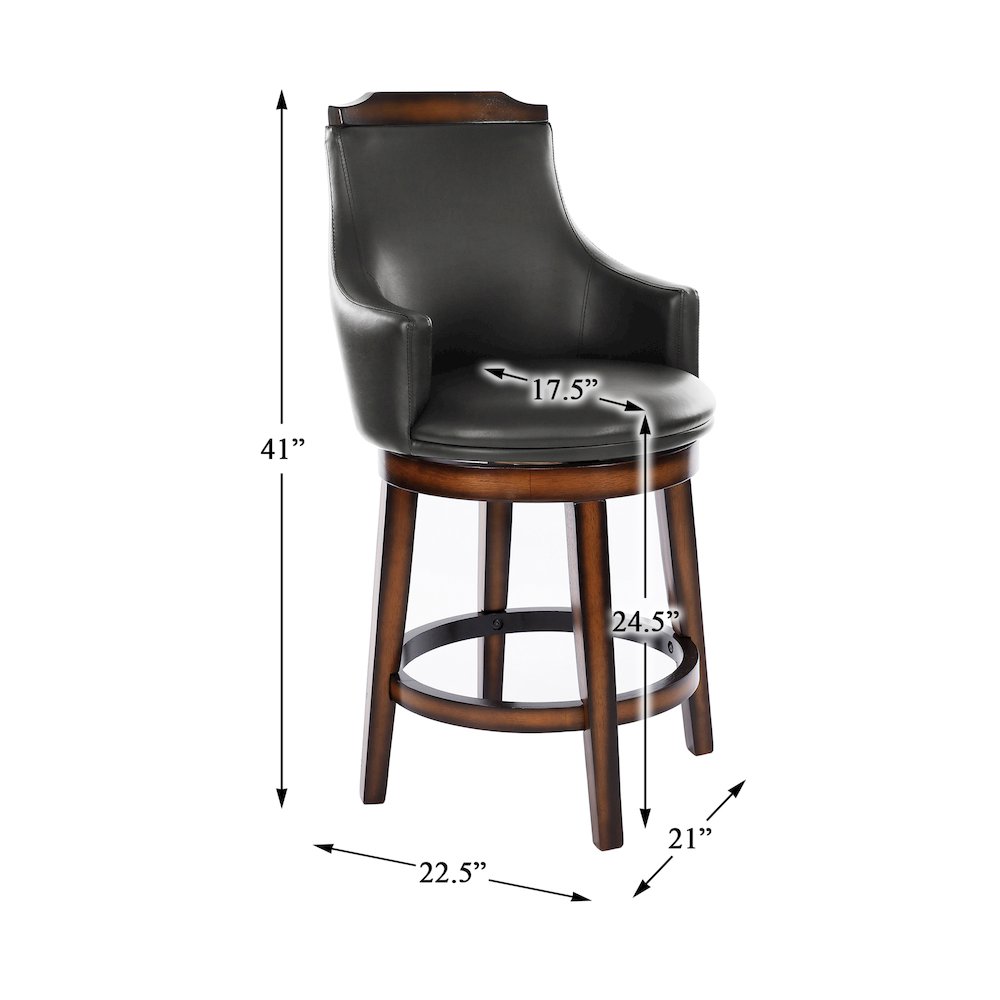 Bayshore Wood Swivel Counter Height Chair, set of 2 in Brown