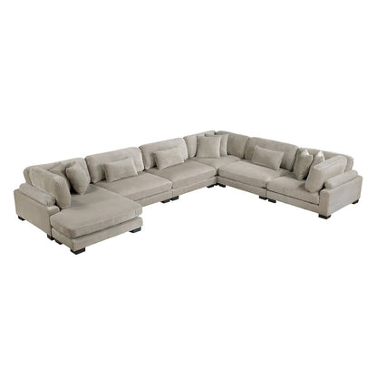 Traverse Corduroy 6-Piece Modular Sectional with chaise in Taupe