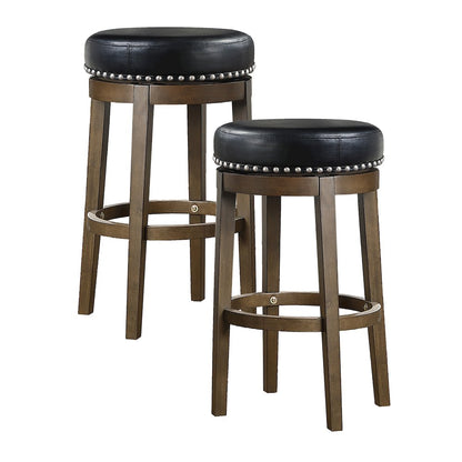 Westby Solid Wood 29" Round Swivel Stool, Set of 2 in Black