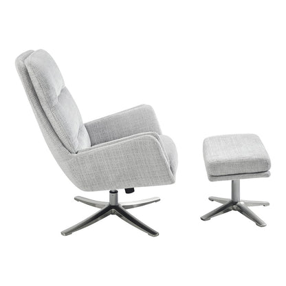 Parker Chenille Swivel Chair with Ottoman in Gray