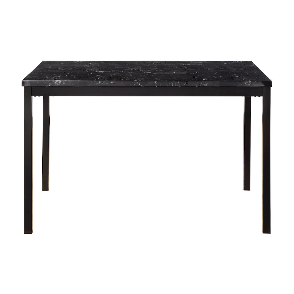 Tempe Faux Marble Top Dining Room Table in Black Metal Finish