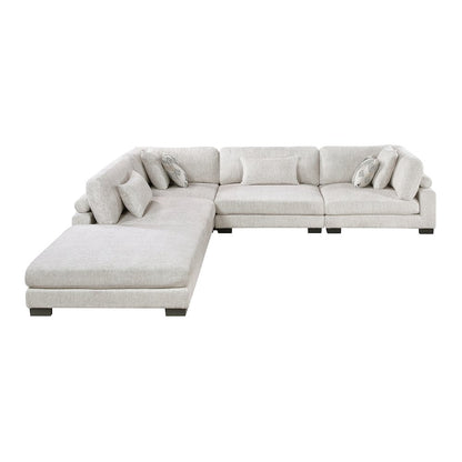Corydon Microfiber 5-Piece Modular Sectional with Ottoman in Beige