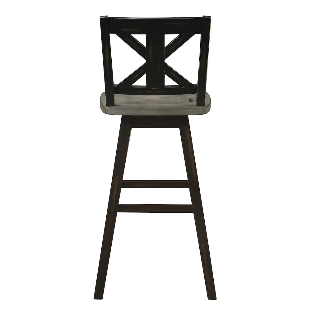 Amsonia Solid Wood Swivel Pub Height Chair, set of 2 in Gray and Black