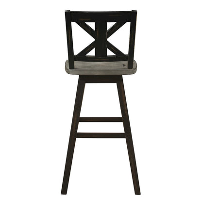 Amsonia Solid Wood Swivel Pub Height Chair, set of 2 in Gray and Black