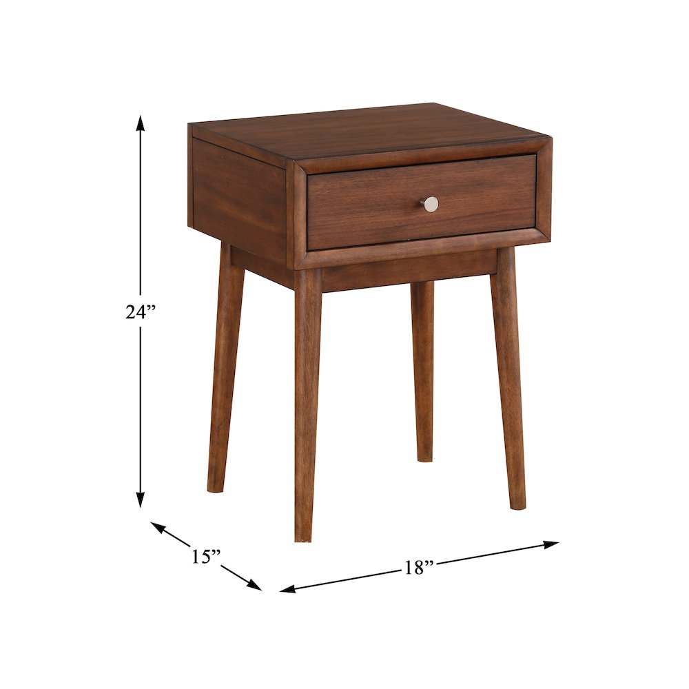 Frolic Rubberwood End Table with Functional Drawer in Brown