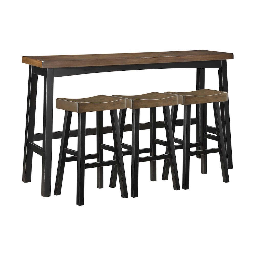 Caspian Solid Wood Pub Height Set (set of 4) in Black and Brown