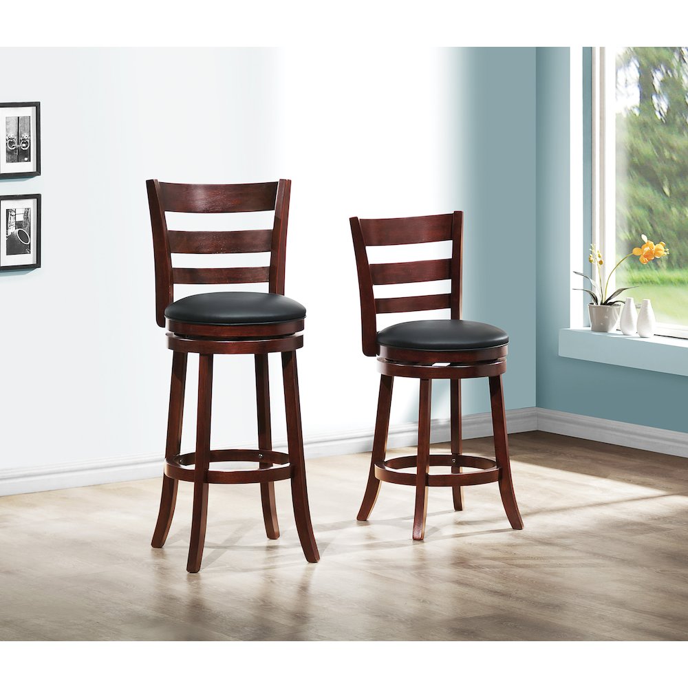 Edmond Solid Wood Swivel Counter Height Chair in Black