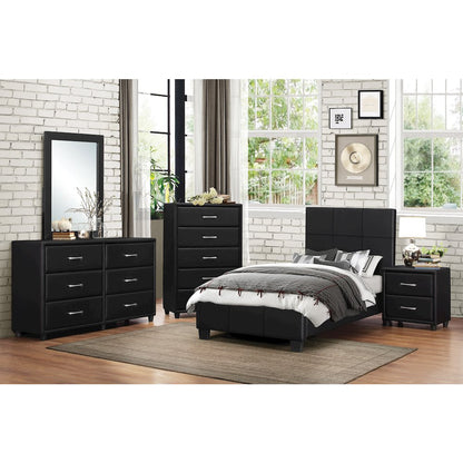 Lorenzi Faux Leather Twin Bed in Black