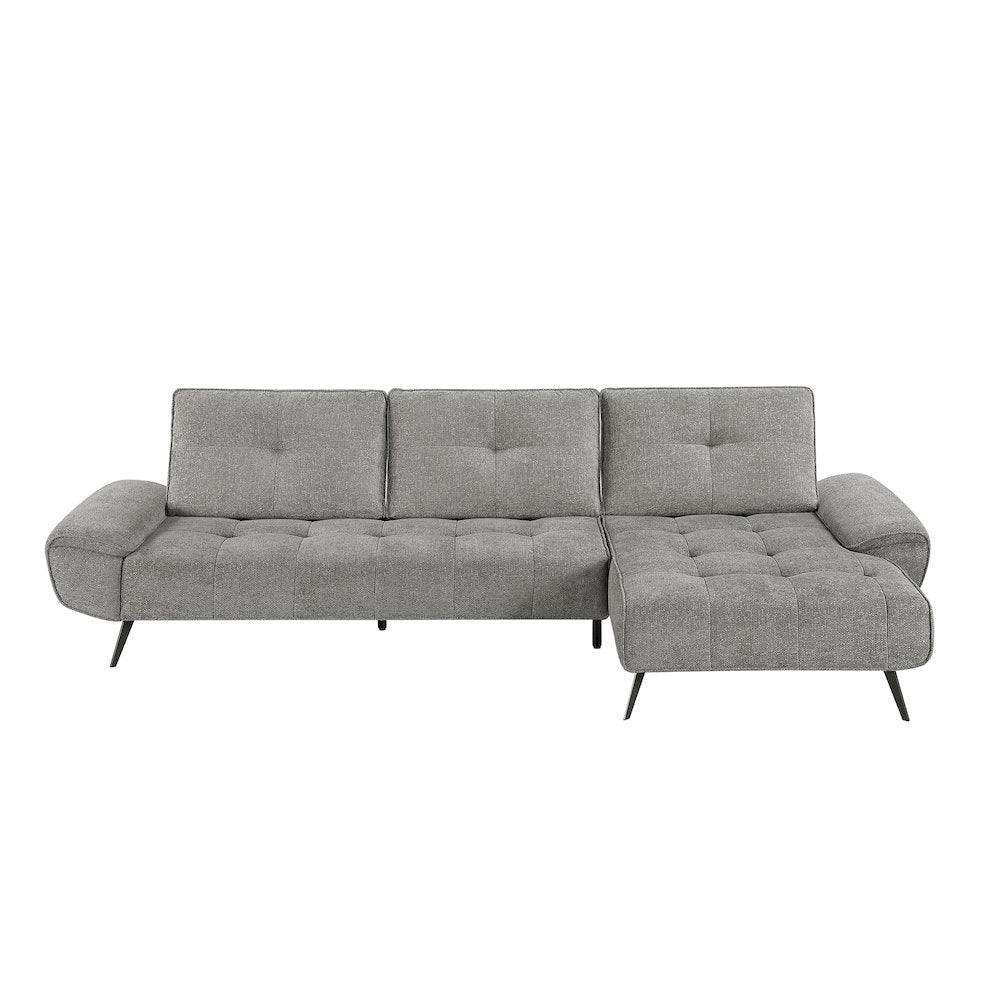 Dominic Chenille 2-Piece Sectional with Right Chaise in Dove Gray