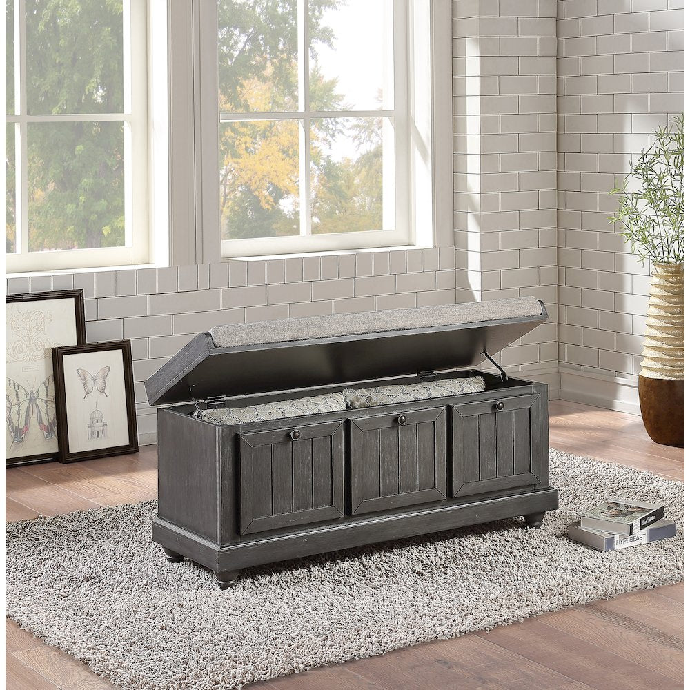 Woodwell Asian Hardwood Storage Bench in Gray