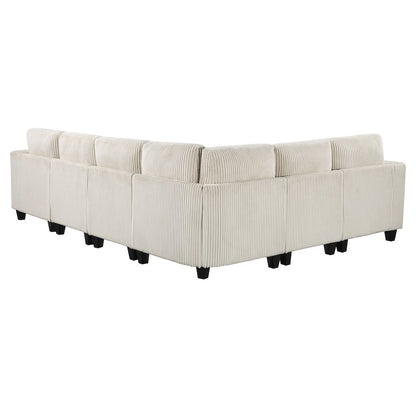 Walterboro Corduroy 6-Piece Sectional with Storage in Beige