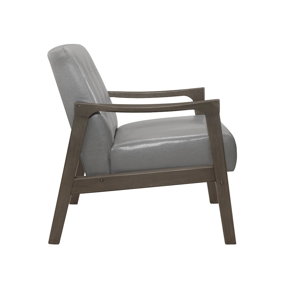 Alby Faux leather Accent Chair in Gray