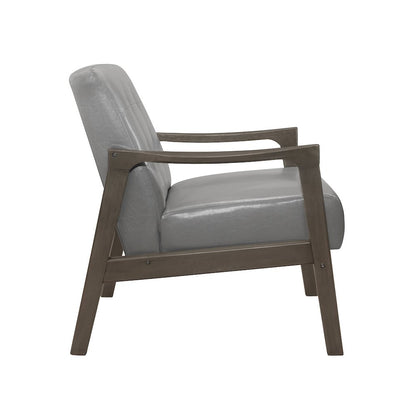 Alby Faux leather Accent Chair in Gray