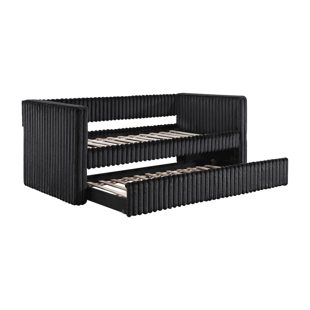 Chapman Corduroy Daybed with Trundle in Black