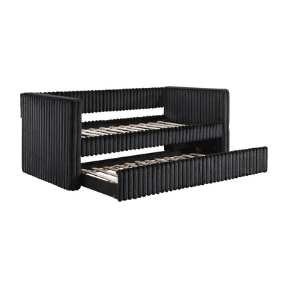 Chapman Corduroy Daybed with Trundle in Black