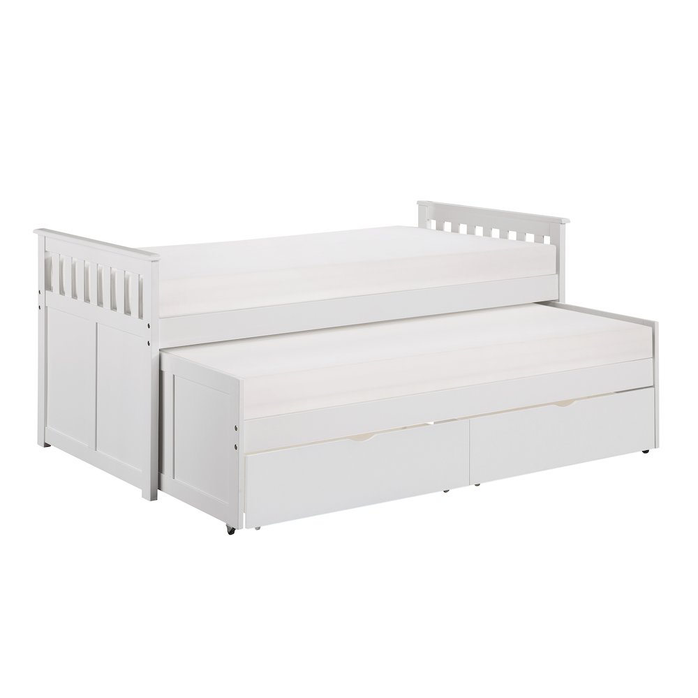 Galen Pine Twin/Twin Bed with Storage Boxes in White