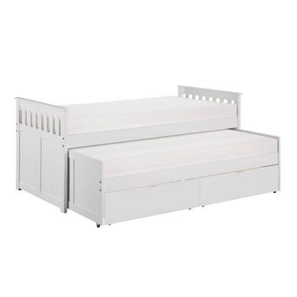 Galen Pine Twin/Twin Bed with Storage Boxes in White