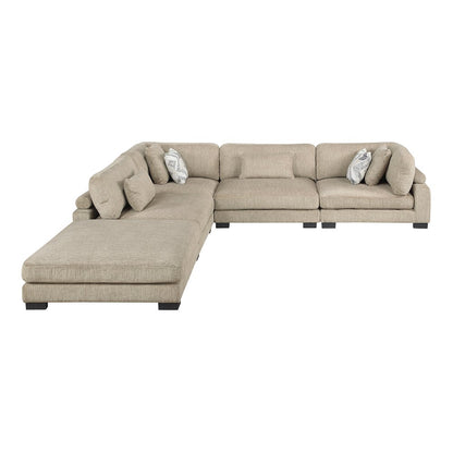 Corydon Microfiber 5-Piece Modular Sectional with Ottoman in Brown