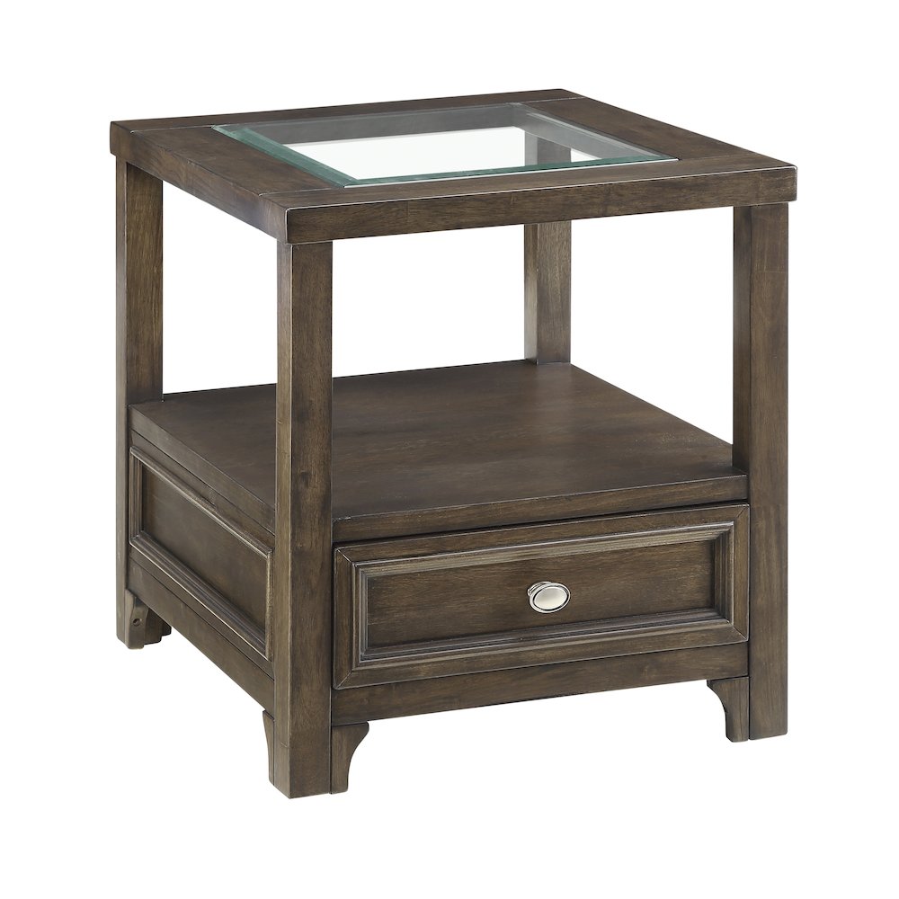 Auburn Asian Hardwood End Table in Charcoal Brown