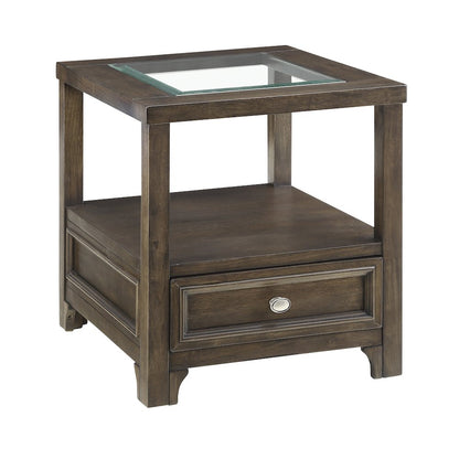 Auburn Asian Hardwood End Table in Charcoal Brown